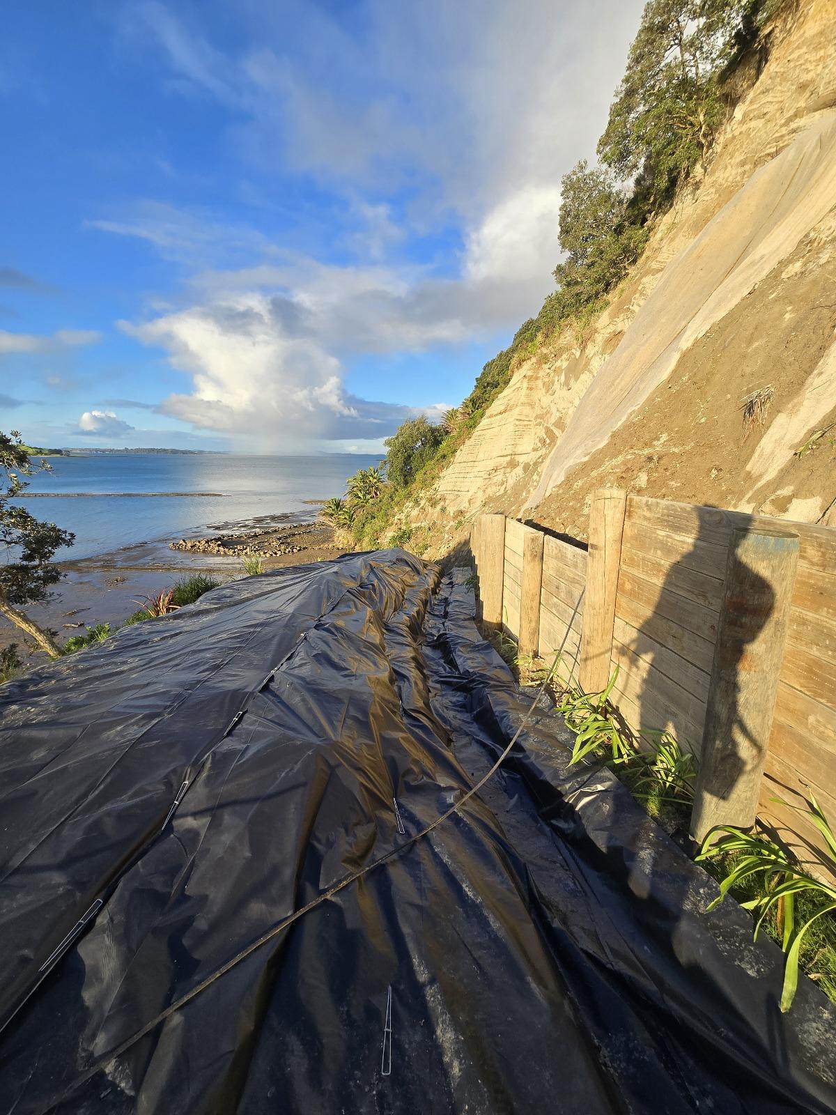 Exposed hillside slope after landslip