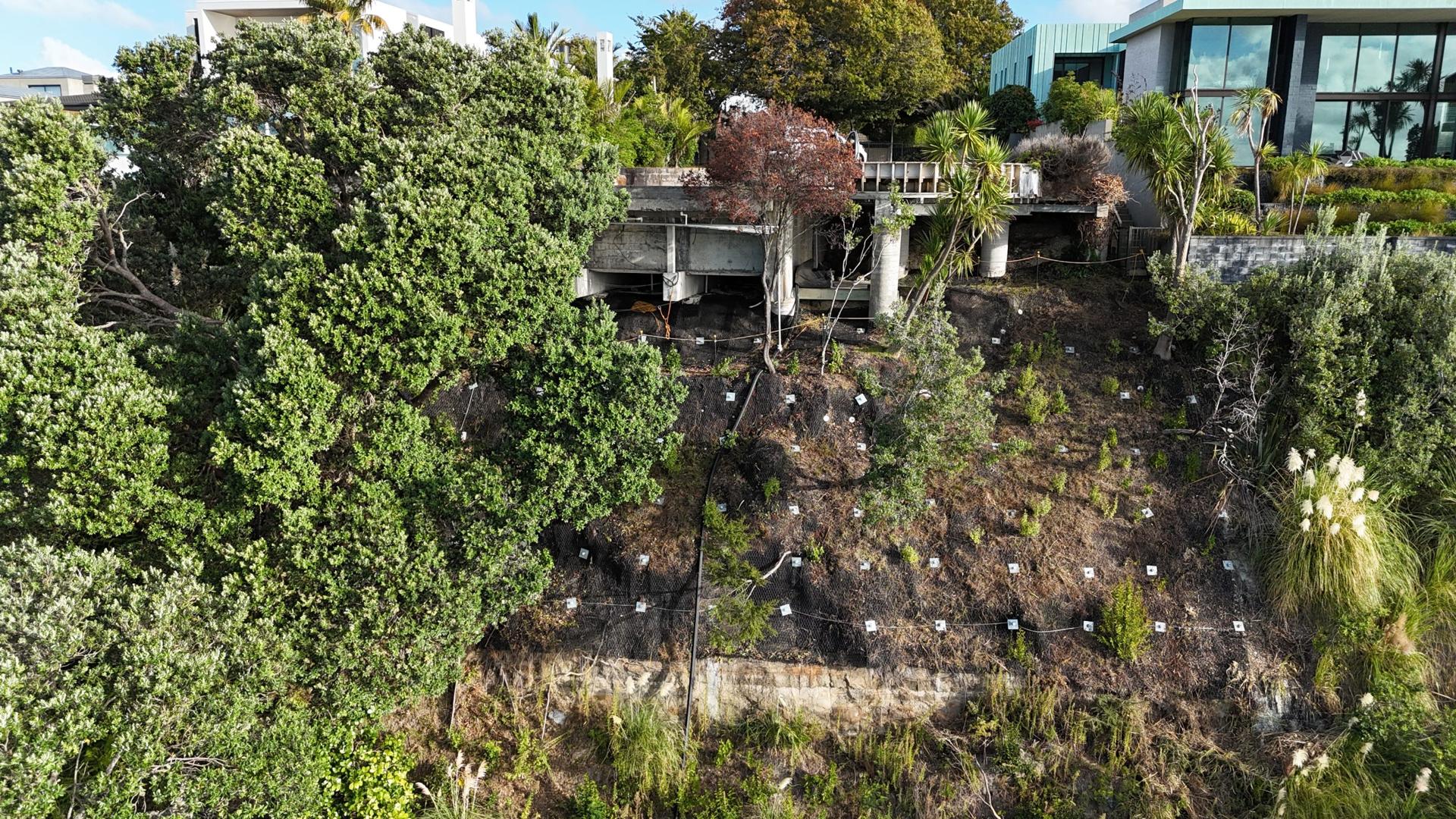 Completed retaining wall and slip repair